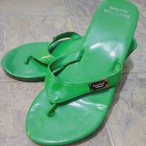 Vera Wang green wedge sandals